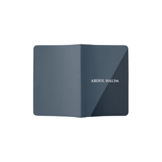 Minimalist Navy Blue Personalized Passport Cover 