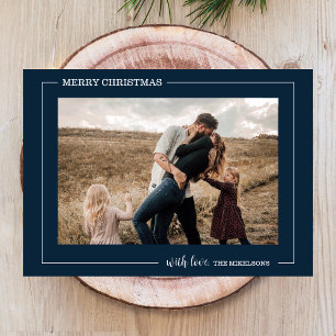 Minimalist Navy Blue Photo Christmas Holiday Card