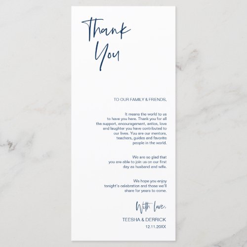 Minimalist Navy Blue Place Setting Thank You Card