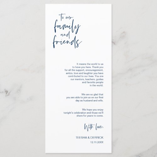 Minimalist Navy Blue Place Setting Thank You Card