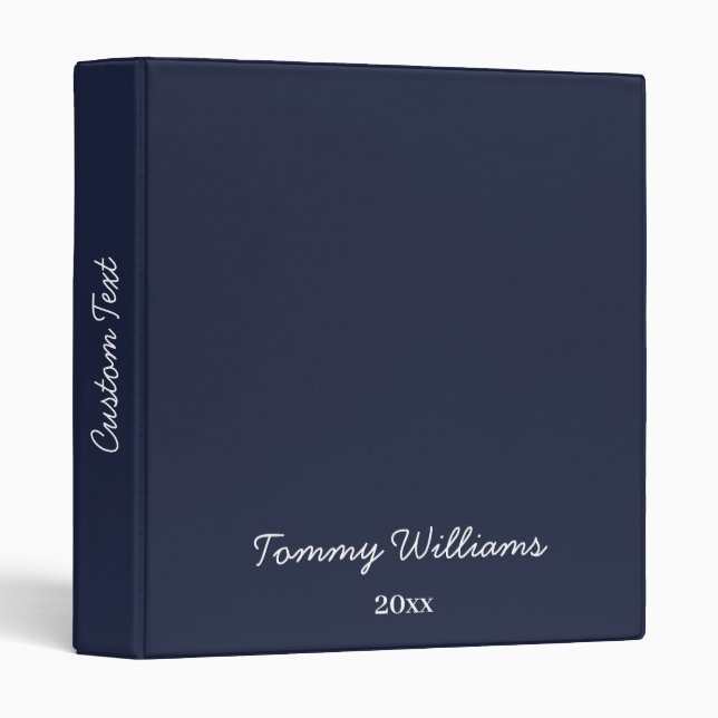 Minimalist Navy Blue Professional Simple 3 Ring Binder (Front/Spine)