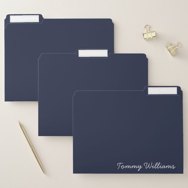 Minimalist Navy Blue Professional Simple File Folder (Set)
