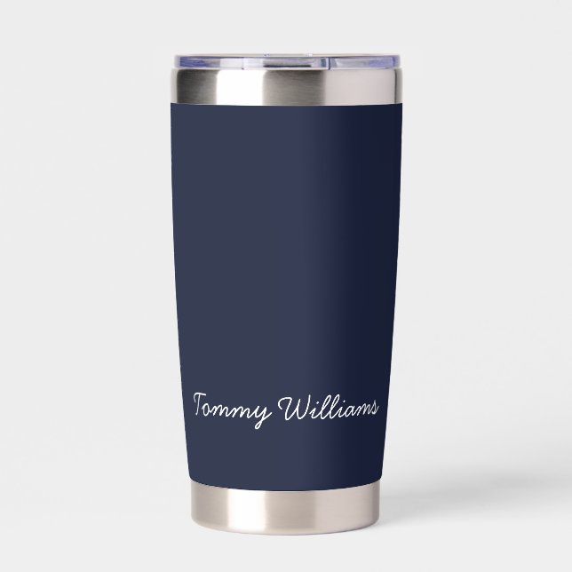 Minimalist Navy Blue Professional Simple Insulated Tumbler (Front)