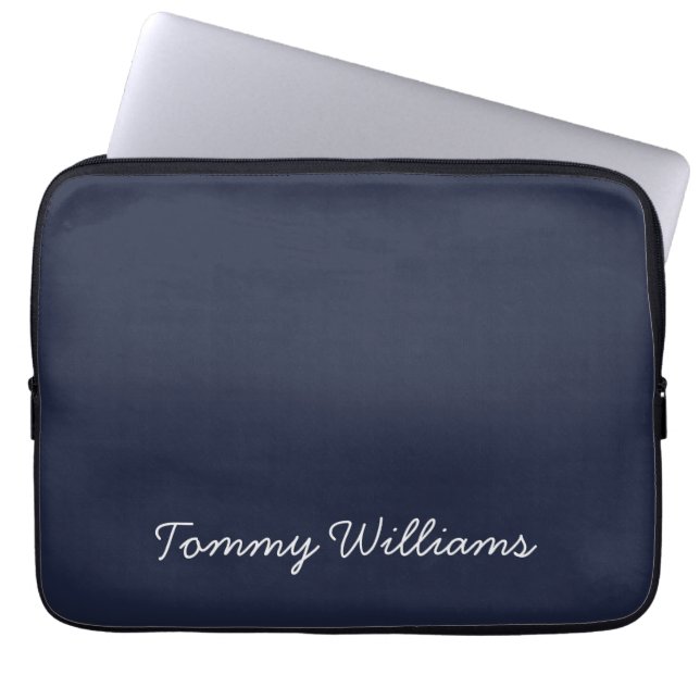 Minimalist Navy Blue Professional Simple Laptop Sleeve (Front)