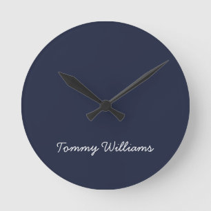 Minimalist Navy Blue Professional Simple Round Clock