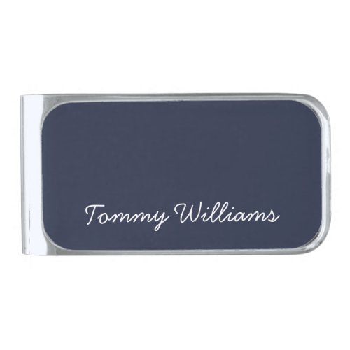 Minimalist Navy Blue Professional Simple Silver Finish Money Clip