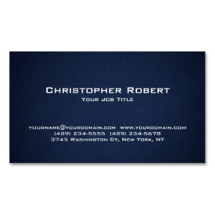 Minimalist Navy Blue Real Estate Business Card Magnet