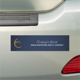 Minimalist Navy Blue Real Estate Car Magnet