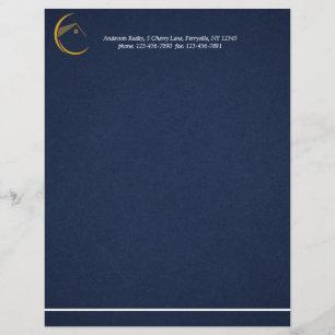 Minimalist Navy Blue Real Estate Letterhead