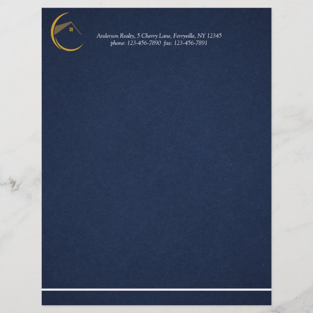 Minimalist Navy Blue Real Estate Letterhead (Front)