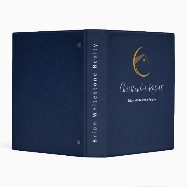 Minimalist Navy Blue Real Estate Mini Binder (Background)