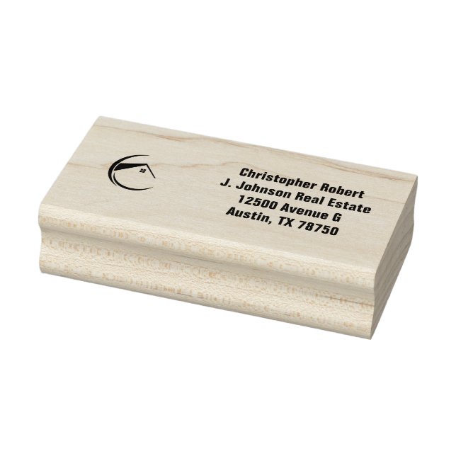 Minimalist Navy Blue Real Estate Rubber Stamp (Stamp)
