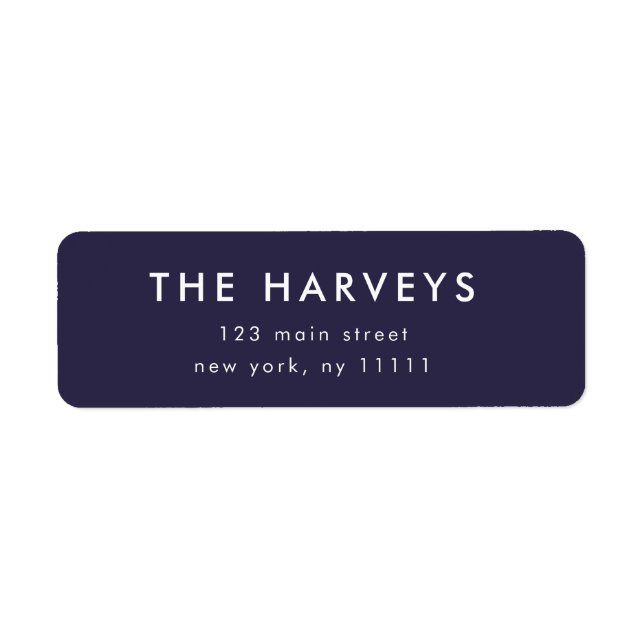 Minimalist Navy Blue Return Address Label (Front)