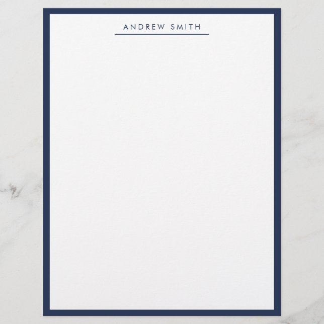 Minimalist Navy Blue Simple Line Modern Classic Letterhead (Front)