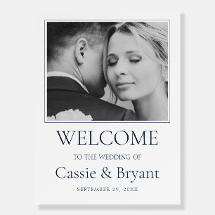 Minimalist Navy Blue Simple Wedding Welcome Sign