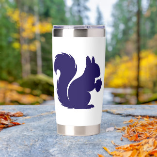 Minimalist Navy Blue Squirrel Silhouette Insulated Tumbler