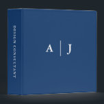 Minimalist Navy Blue Two Border Monogram Note Card 3 Ring Binder<br><div class="desc">Compile your notes and files with this minimalist elegant-looking navy blue binder with monogram and name you can personalize. Perfect for personal use,  for recipe book,  family files or for business documents.</div>