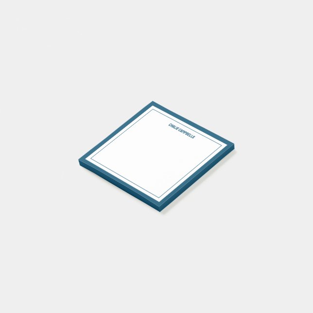 Minimalist Navy Blue Two Borders Post-it Notes (Angled)