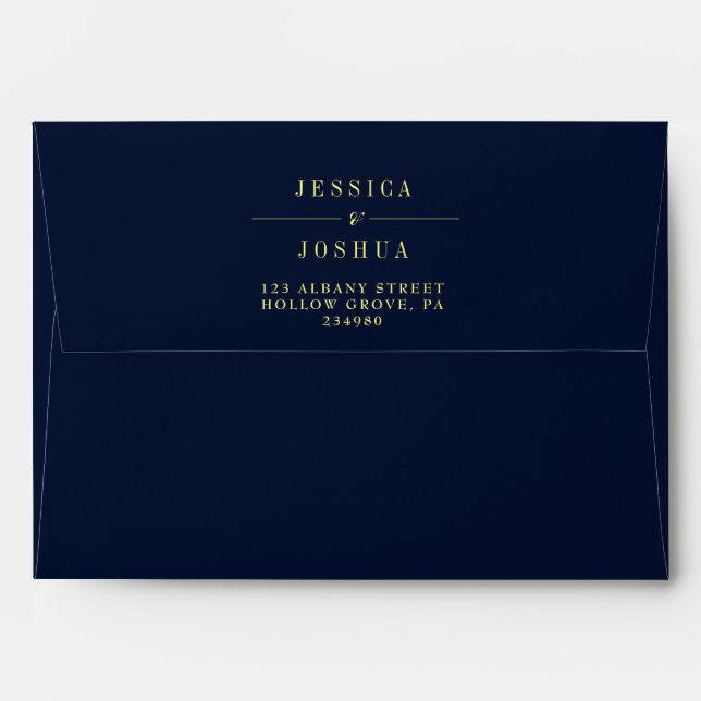 Minimalist Navy Blue Wedding Envelope (Back (Top Flap))