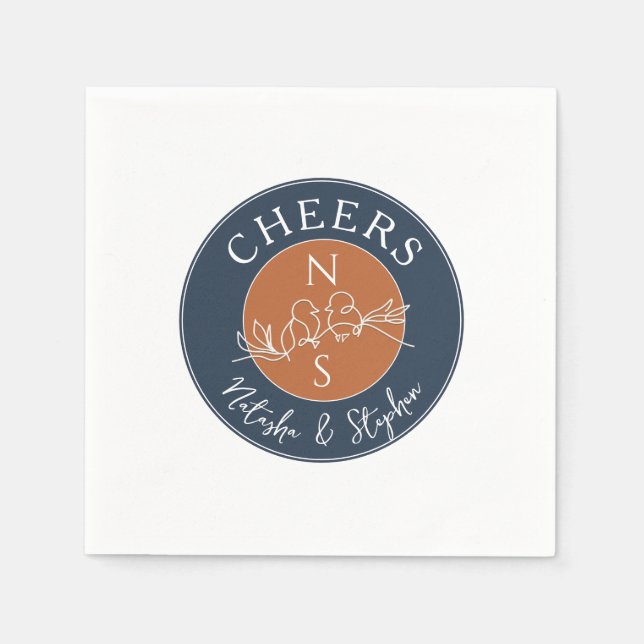 Minimalist Navy Blue Wedding Napkins (Front)