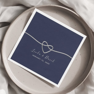 Minimalist Navy Blue Wedding Napkins