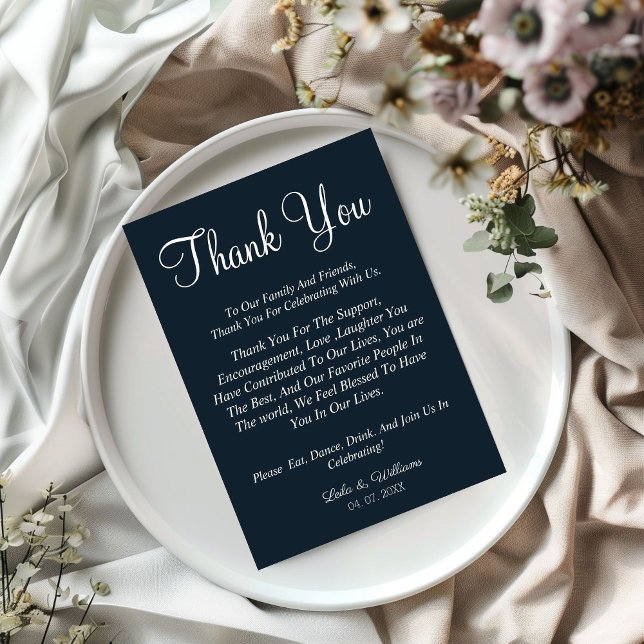 Minimalist navy blue  wedding thank you  card (Creator Uploaded)