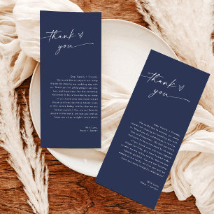 Minimalist Navy Blue Wedding Thank You Note