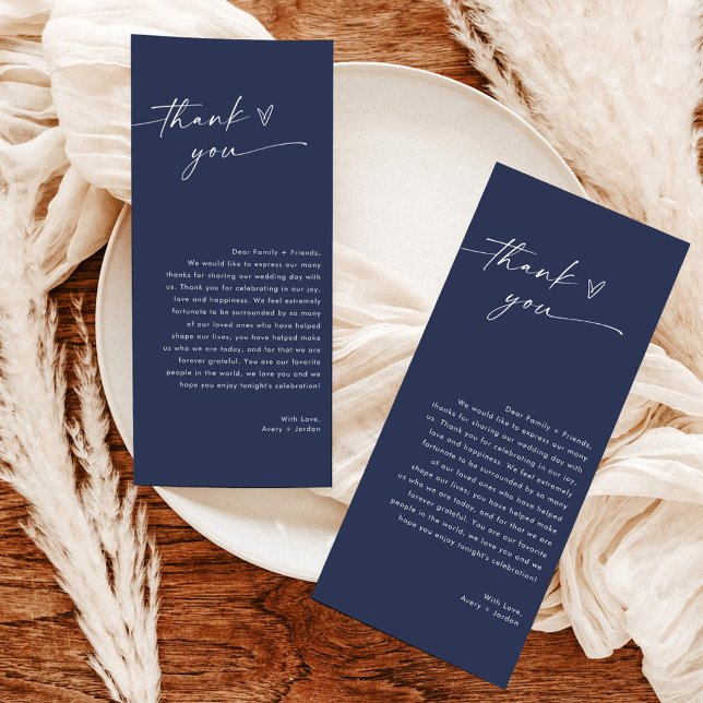 Minimalist Navy Blue Wedding Thank You Note (Creator Uploaded)