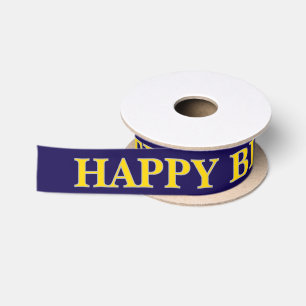 Minimalist Navy blue White Birthday Gift Ribbon