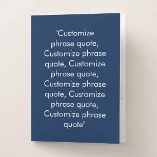 Minimalist navy blue white custom text phrase pocket folder