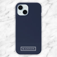 Minimalist Navy Blue White Personalized Name