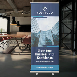 Minimalist Navy Business Logo Photo Marketing Retractable Banner