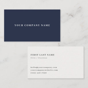 Minimalist Navy Corporate Custom Business Name Card