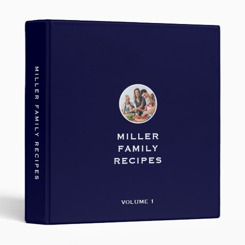 Minimalist Navy Family Photo Recipe 3 Ring Binder