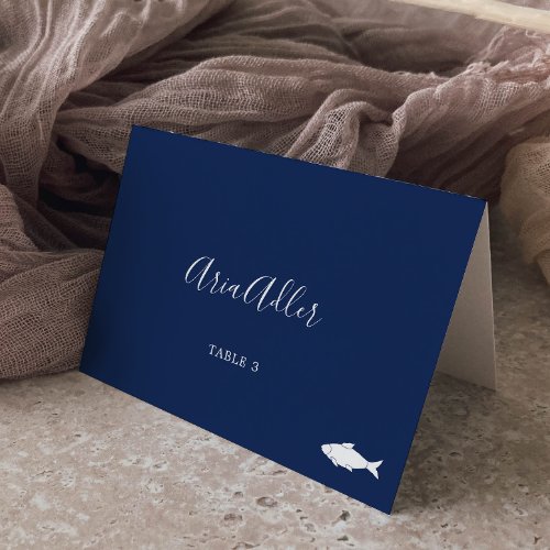 Minimalist  Navy Fish Meal Option Place Cards