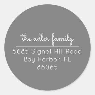 Minimalist Navy Gray & White Return Address Label