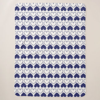 Minimalist Navy Heart Seamless Pattern Sherpa Blanket
