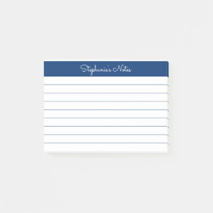 Minimalist Navy Lined Personalized Post-it Notes