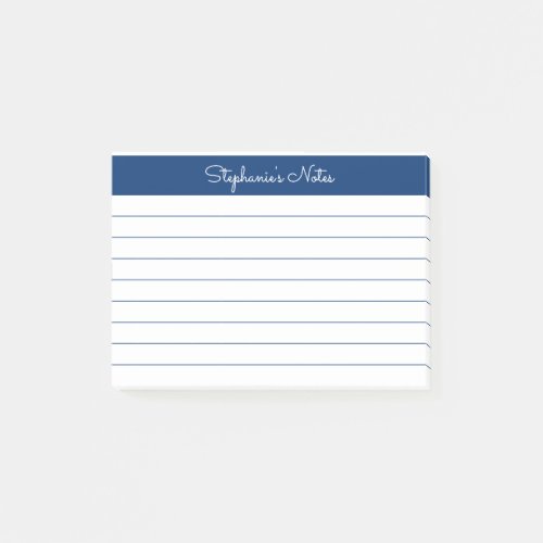 Minimalist Navy Lined Personalized Post_it Notes