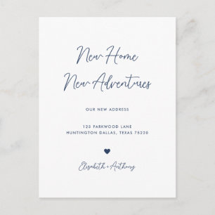 Minimalist Navy New Home New Adventures Moving Announcement Postcard