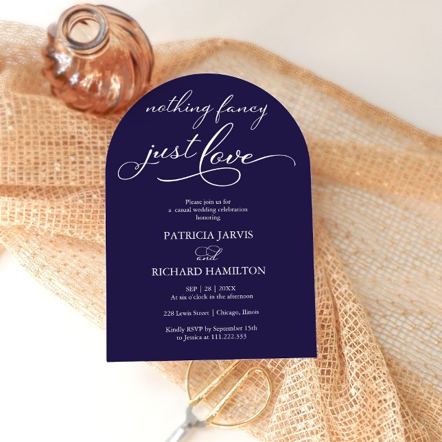 Minimalist Navy Nothing Fancy Just Love Invitation (Creator Uploaded)