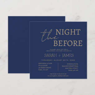 Minimalist Navy Rehearsal Dinner Wedding Square  Invitation