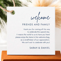 Minimalist Navy Wedding Welcome Gift Bag Basket Favor Tags