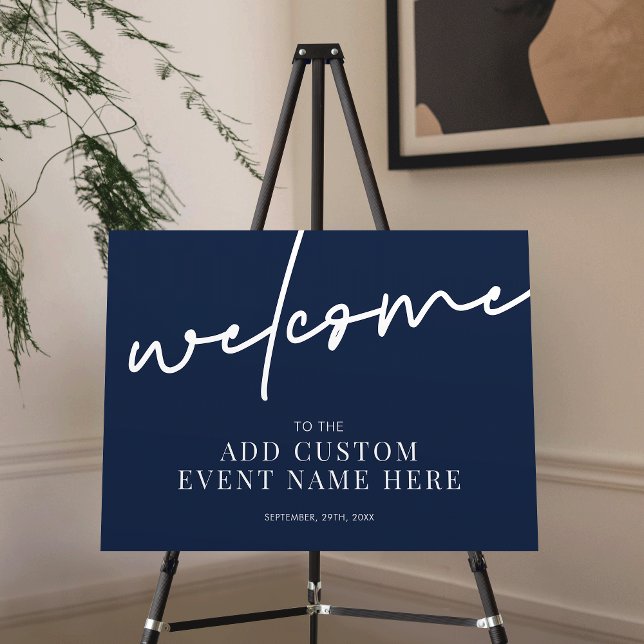Minimalist Navy & White Corporate Event Welcome Foam Board (Stand out and impress your event guests with this modern navy blue corporate welcome sign)