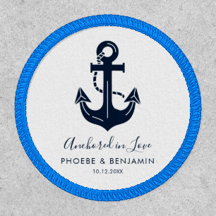 Minimalist Navy & White Custom Name Anchor Wedding Patch