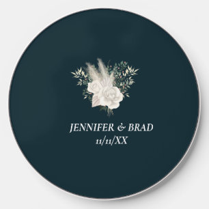 Minimalist Navy White Flower Wireless Charger