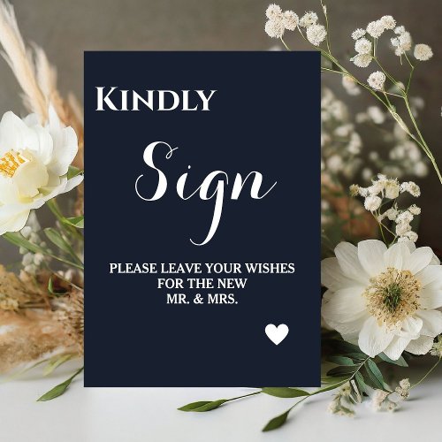 Minimalist navyblue wedding guest book sign