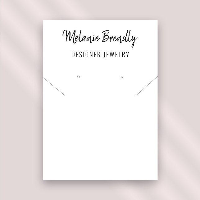 Minimalist Necklace Earring Jewelry Display Business Card (Stylishly Personalize with Your Custom Name. Add Optional Text.)