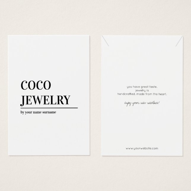 Minimalist  Necklace Jewelry Display Card (Front & Back)