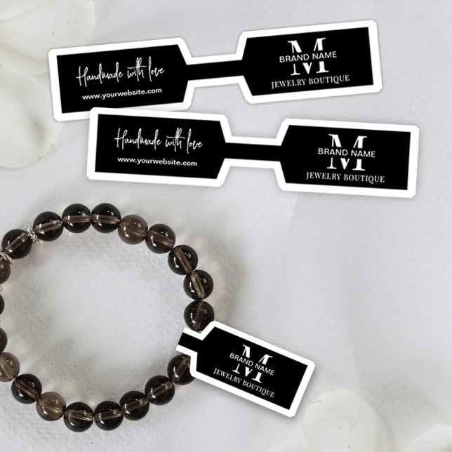 Minimalist Necklace Jewerly Foldover Barbell Label (Black jewelry foldover labels for necklaces, bracelets and other accessories)